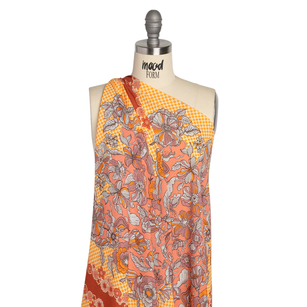 Mood Exclusive Orange In Her Hair Crinkled Gauzy Viscose Crepe Panel - Joann Fabrics