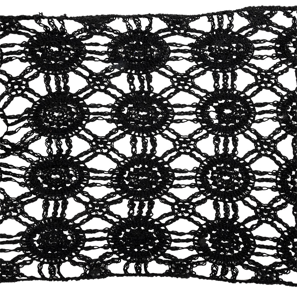 Black Medallions Cotton Blend Crochet Lace Trim - 11.5