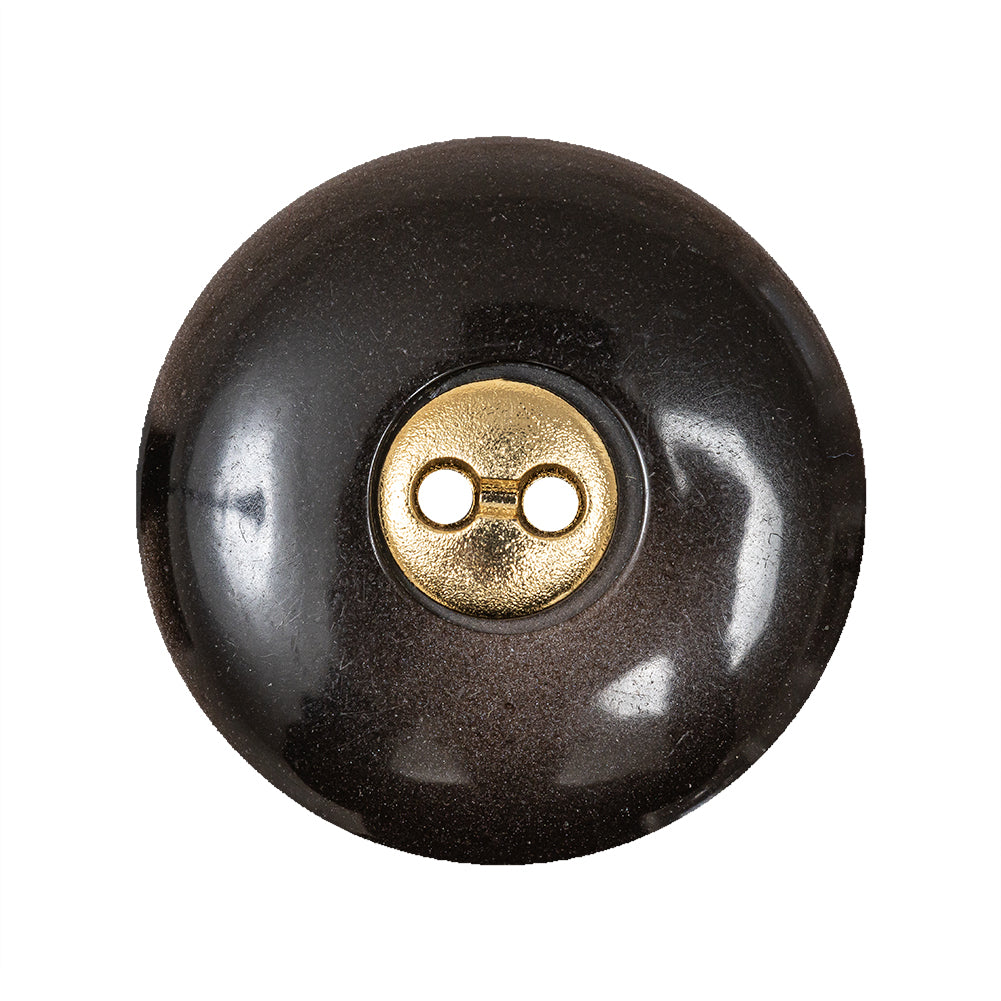 Brown with Gold Inset Two-Hole Saucer Button - 44L/28mm - Joann Fabrics