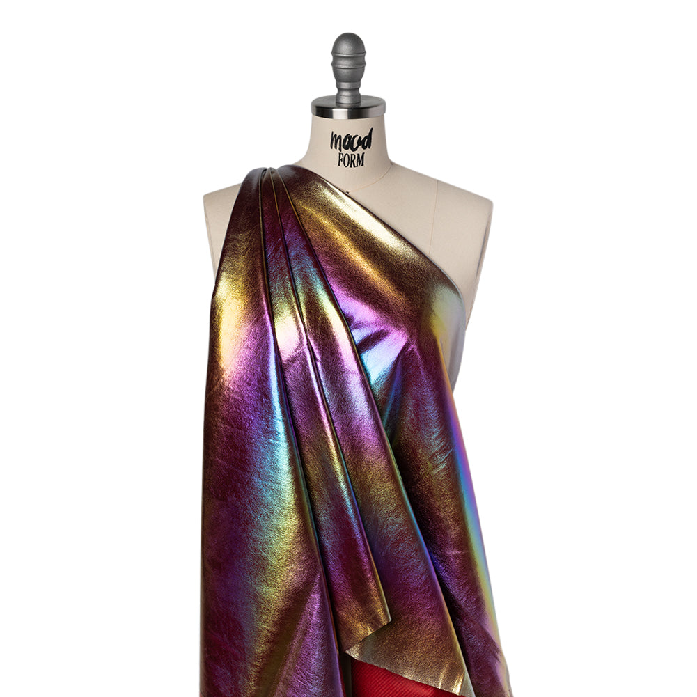Crinkled Metallic Faux Leather - Silver, Yellow and Fuchsia Ombre - Adriana Collection - Joann Fabrics