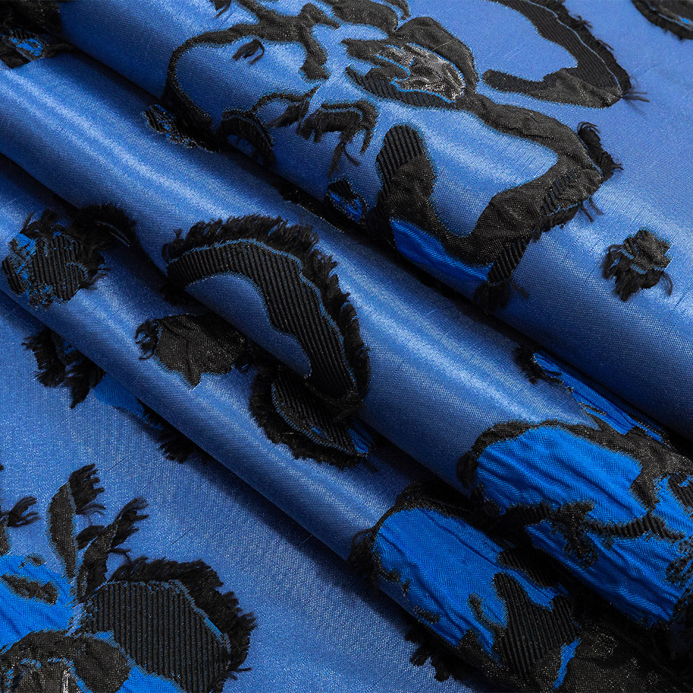 Cobalt and Black Floral Luxury Brocade - Joann Fabrics