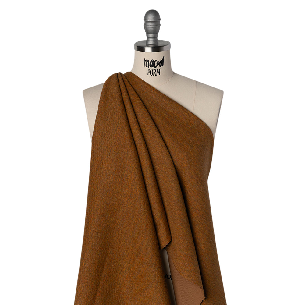 Stretch Blended Virgin Wool and Recycled Polyester Twill Coating - Caramel Brown Tweed - Famous Australian Designer Deadstock - Joann Fabrics