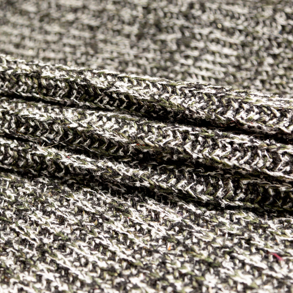Italian Metallic Black, White and Hunter Green Chunky Wool Knit - Joann Fabrics