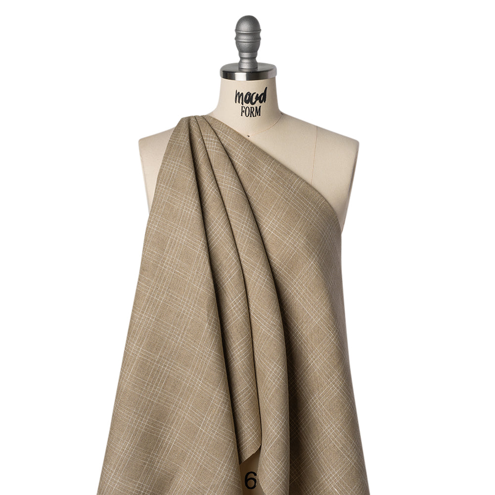 Medium Weight Linen Woven - Oatmeal Beige and White Fine Plaid - Joann Fabrics