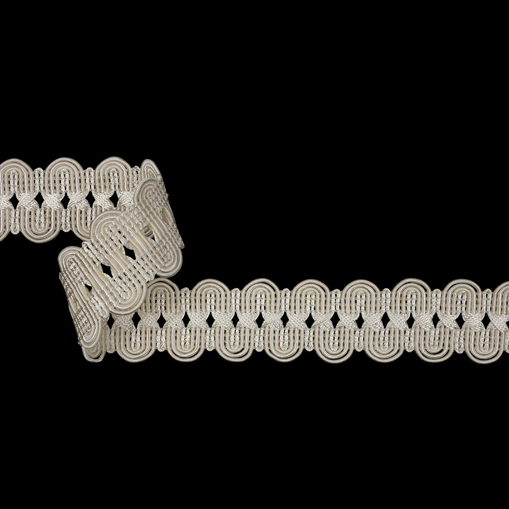 Famous NYC Designer Ivory Arches and Crosses Gimp Braided Trim - 1.375