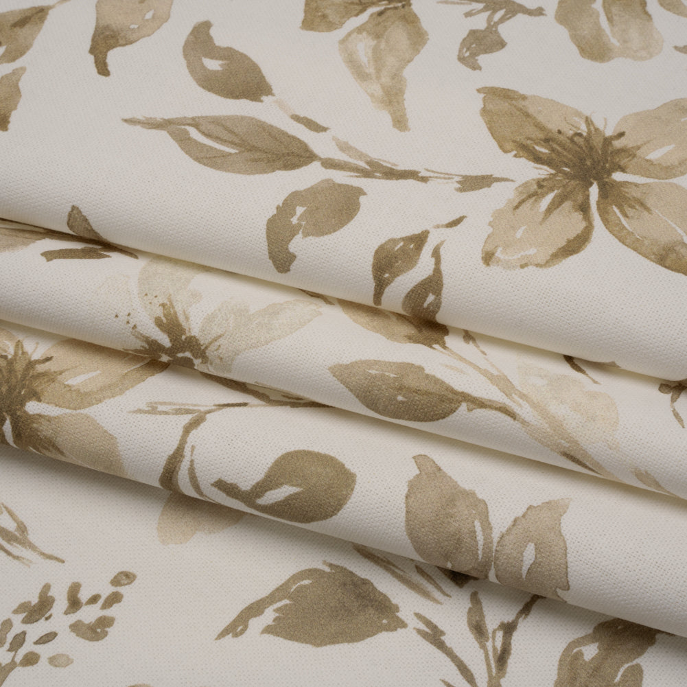 Printed Cotton Canvas - Flax Watercolor Floral Stems - British Imported - Joann Fabrics