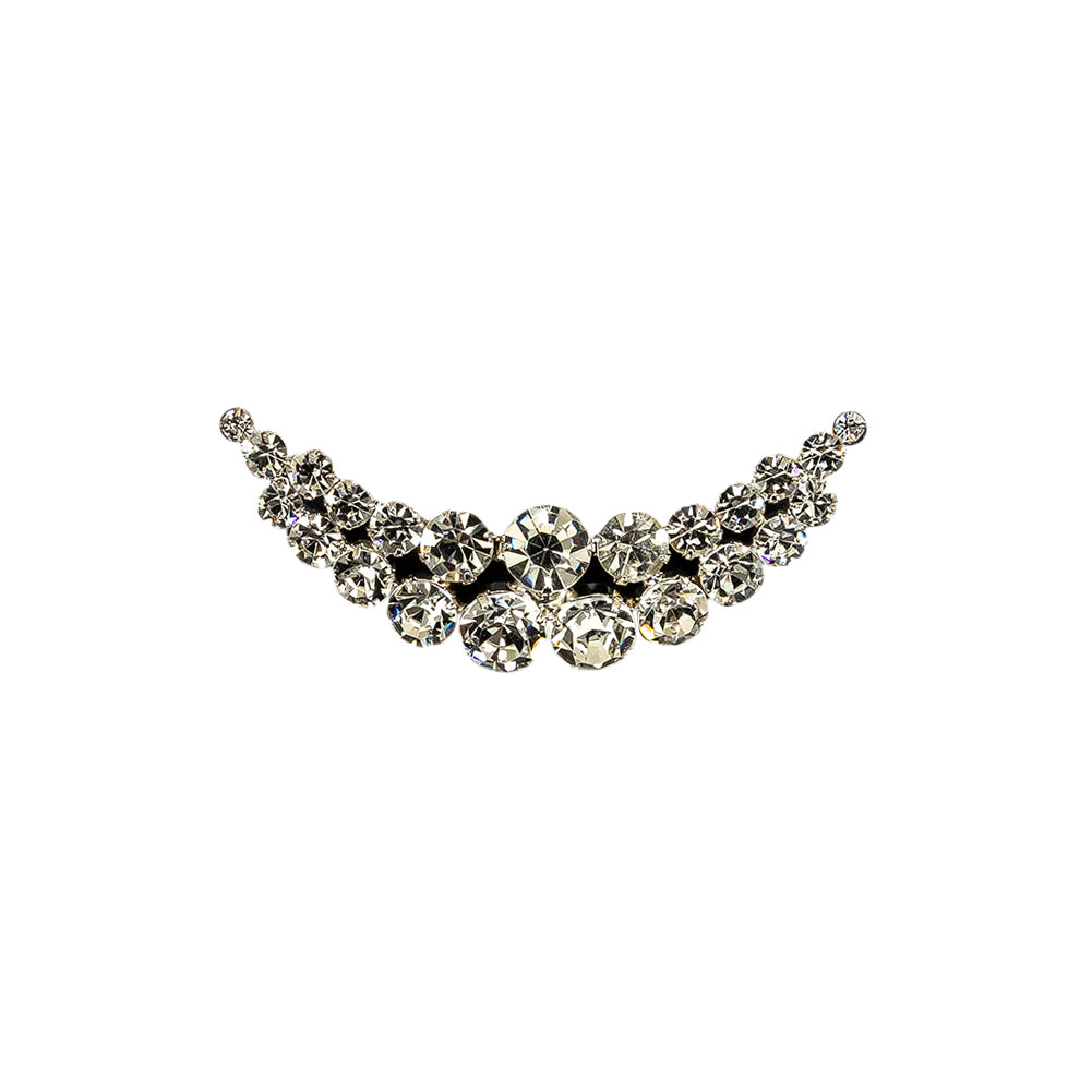 Vintage Crystal Rhinestones and Silver Metal Half Smile Dress Ornament - 0.875