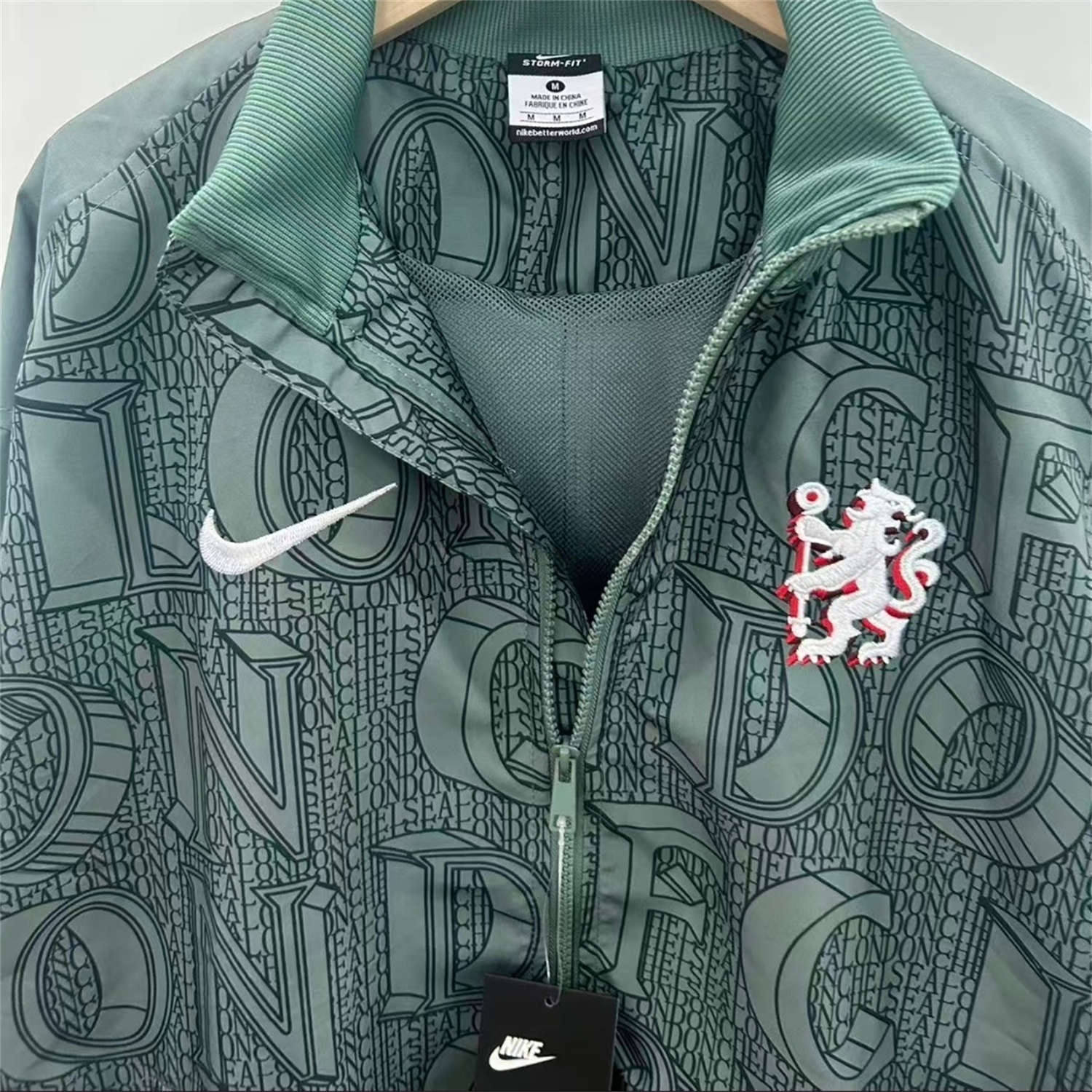 C.H.E.L.S.E.A 25-26 Subtle Letter Pattern Windbreaker Jacket - Dark Green - UnitedFutballJersey