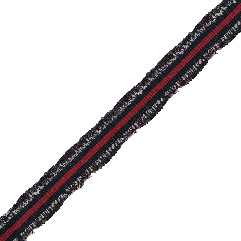 Italian Navy, Red and White Woven Trim - 1