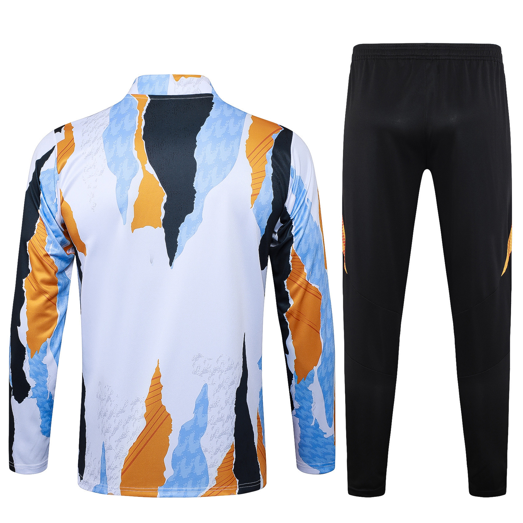 2025/2026 Real Madrid Blue, white and yellow inkjet printing Half-Pull Training Suit Football Shirt 1:1 Thai Quality Set