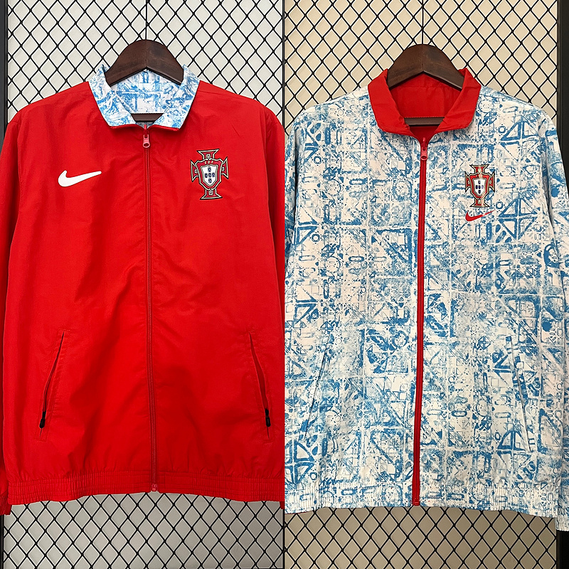 2024 Portugal Reversible Windbreaker (red-white)Soccer Jersey 1:1 Thai Quality