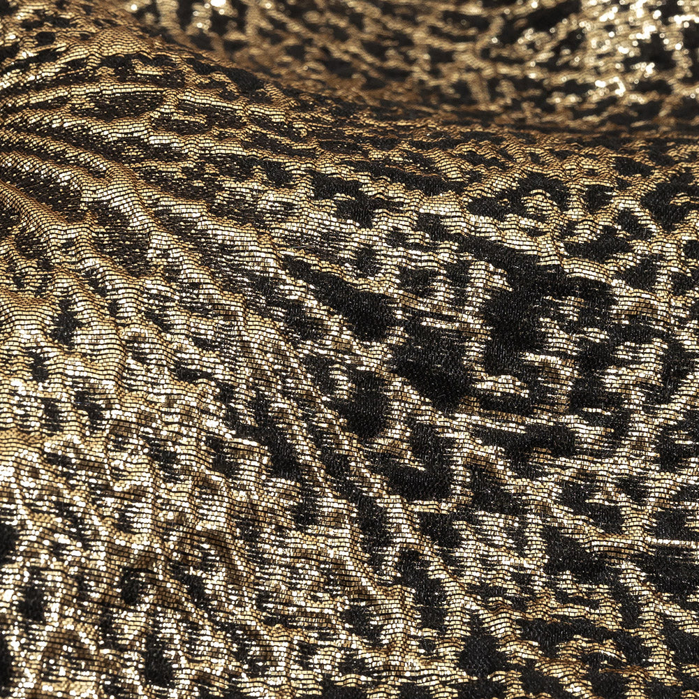 Metallic Gold and Black Fanning Leaf Veins Luxury Brocade - Joann Fabrics