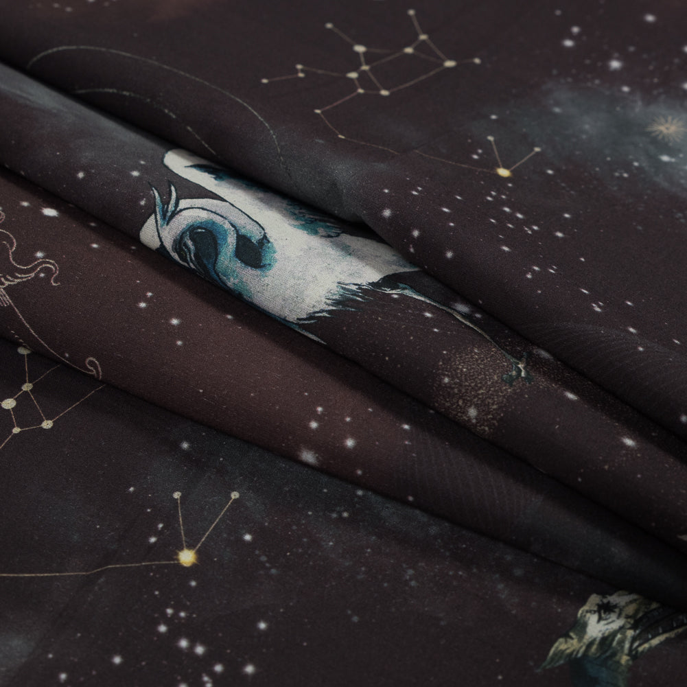 Cotton Voile - Burgundy Celestial Birds - Apollo's Disguise Burgundy Print - Mood Exclusive Gaia Collection - Joann Fabrics