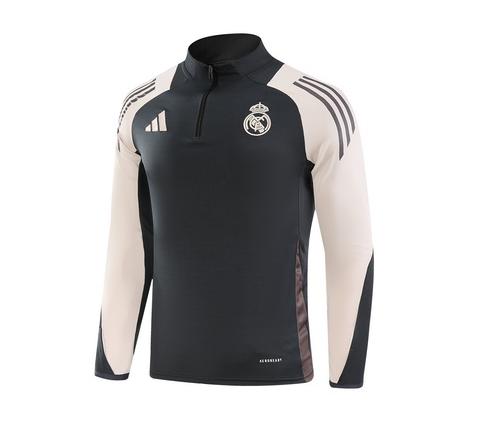 2024/2025 Real Madrid Royal Dark Gray Half-Pull Training Suit Football Shirt 1:1 Thai Quality Set