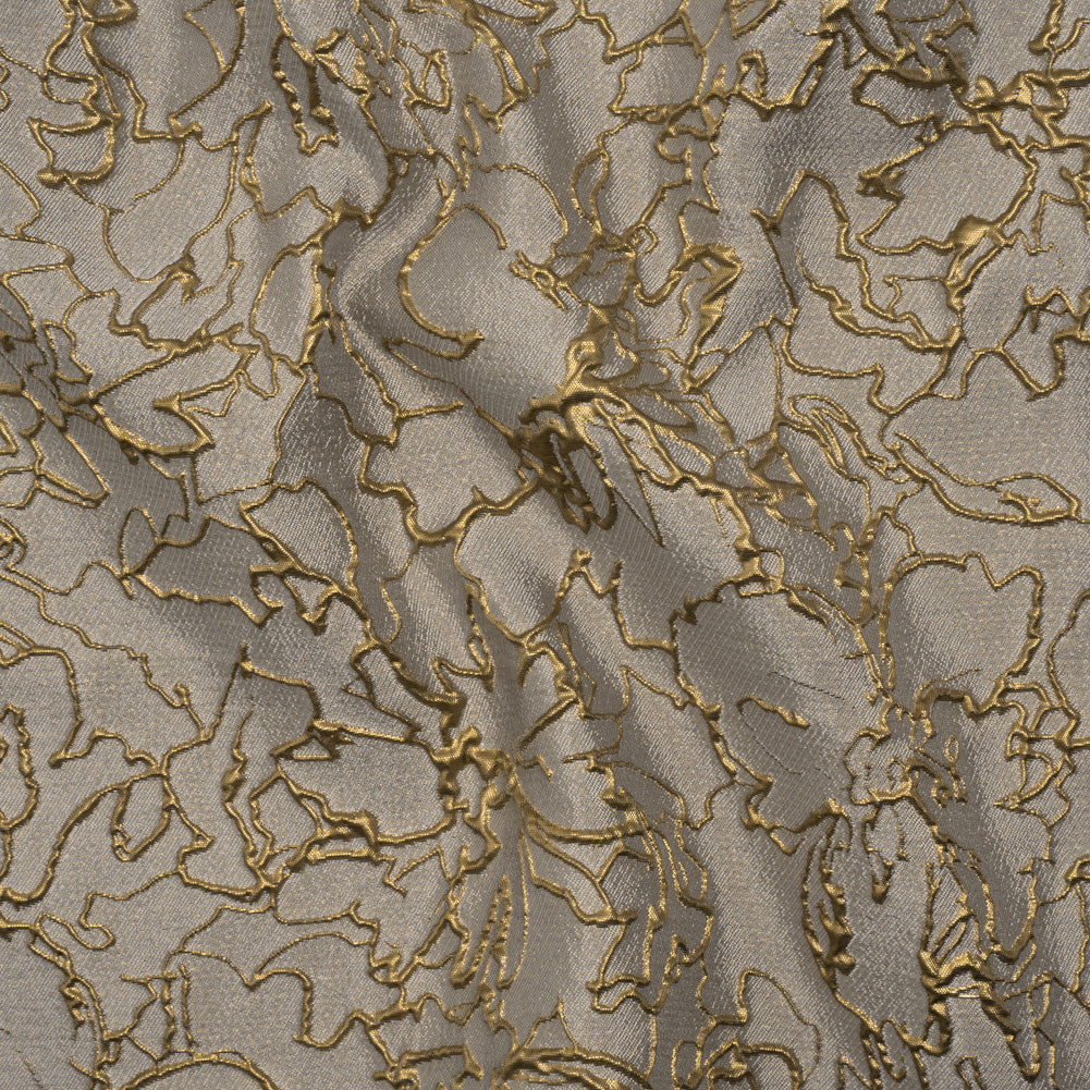 Metallic Luxury Brocade - Gray and Gold Floral Outlines - Joann Fabrics