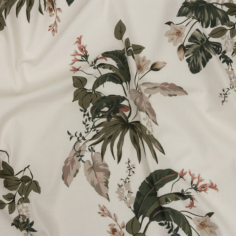 Mood Exclusive Ivory Leafy Greens Stretch Cotton Twill - Joann Fabrics