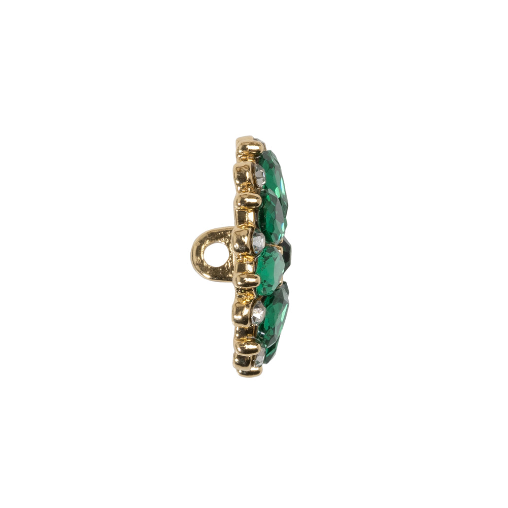 Rhinestone and Metal Shank Back Button - 32L/20mm - Green and Gold Little Daisy - Joann Fabrics