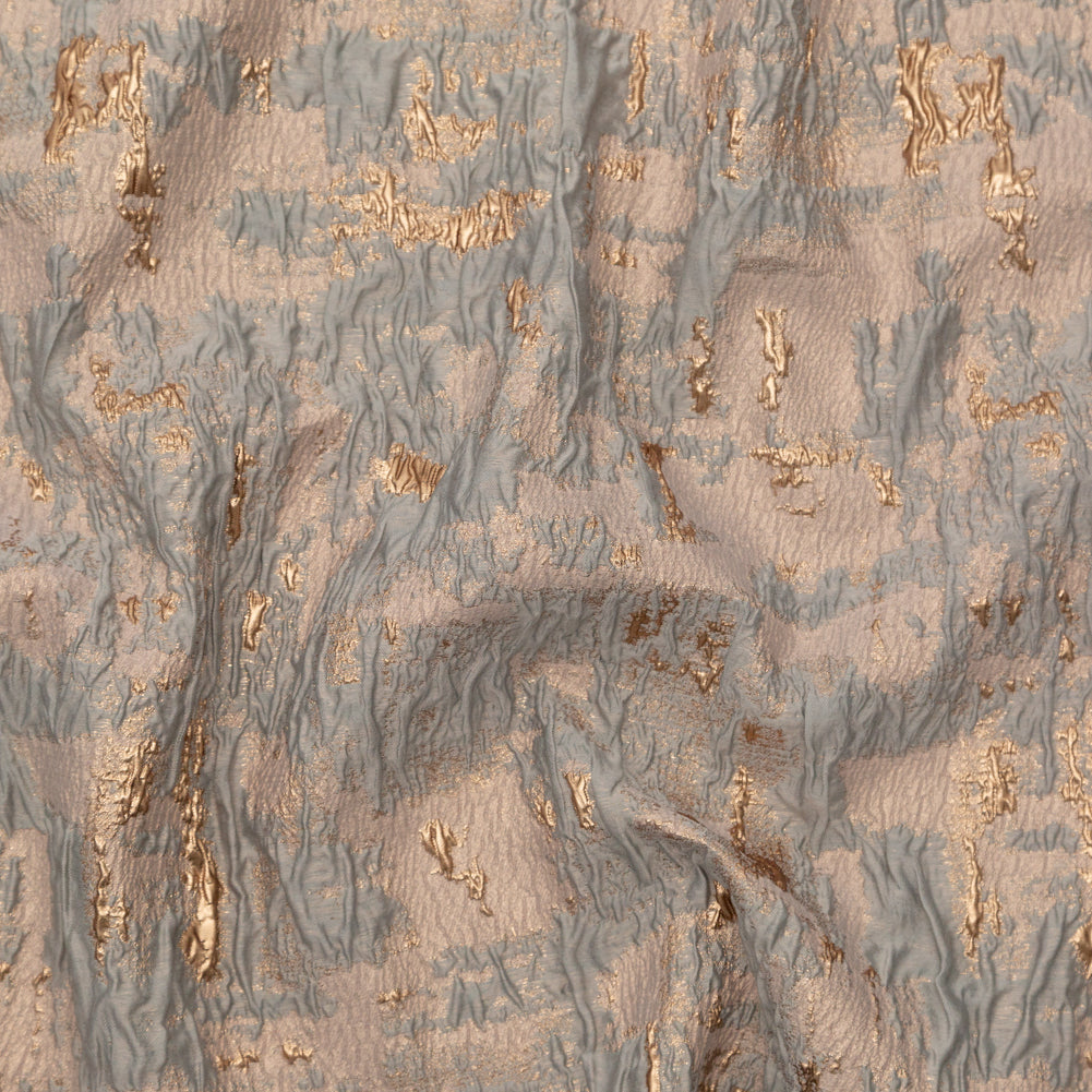 Sky Gray and Gold Abstract Luxury Metallic Brocade - Joann Fabrics