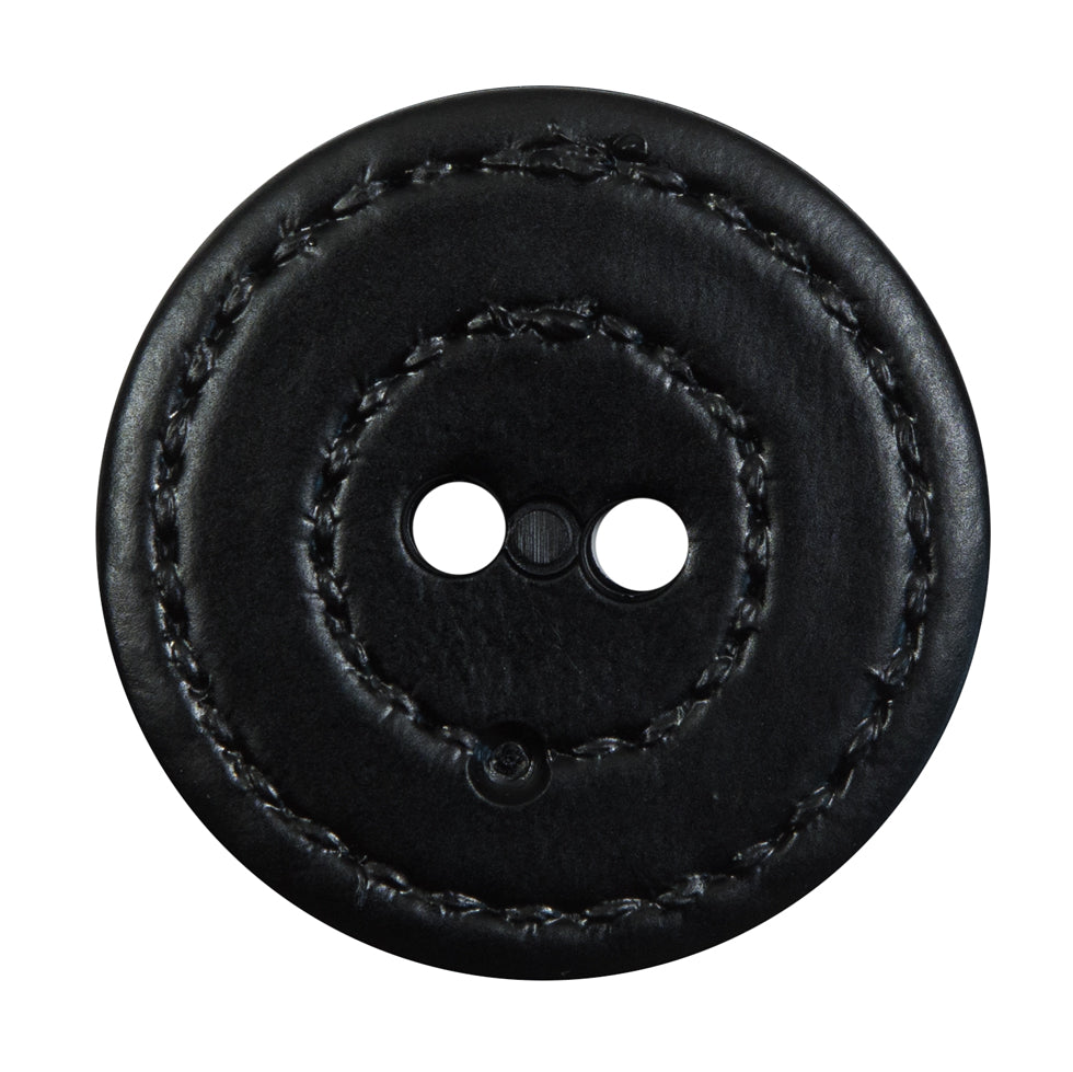 Black Faux Leather Plastic 2-Hole Button - 54L/34mm - Joann Fabrics