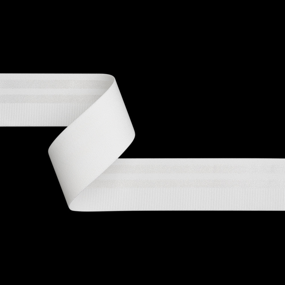 Nylon Elastic Trim with Satin Stripes and Ribbing Made in Italy - 1.625