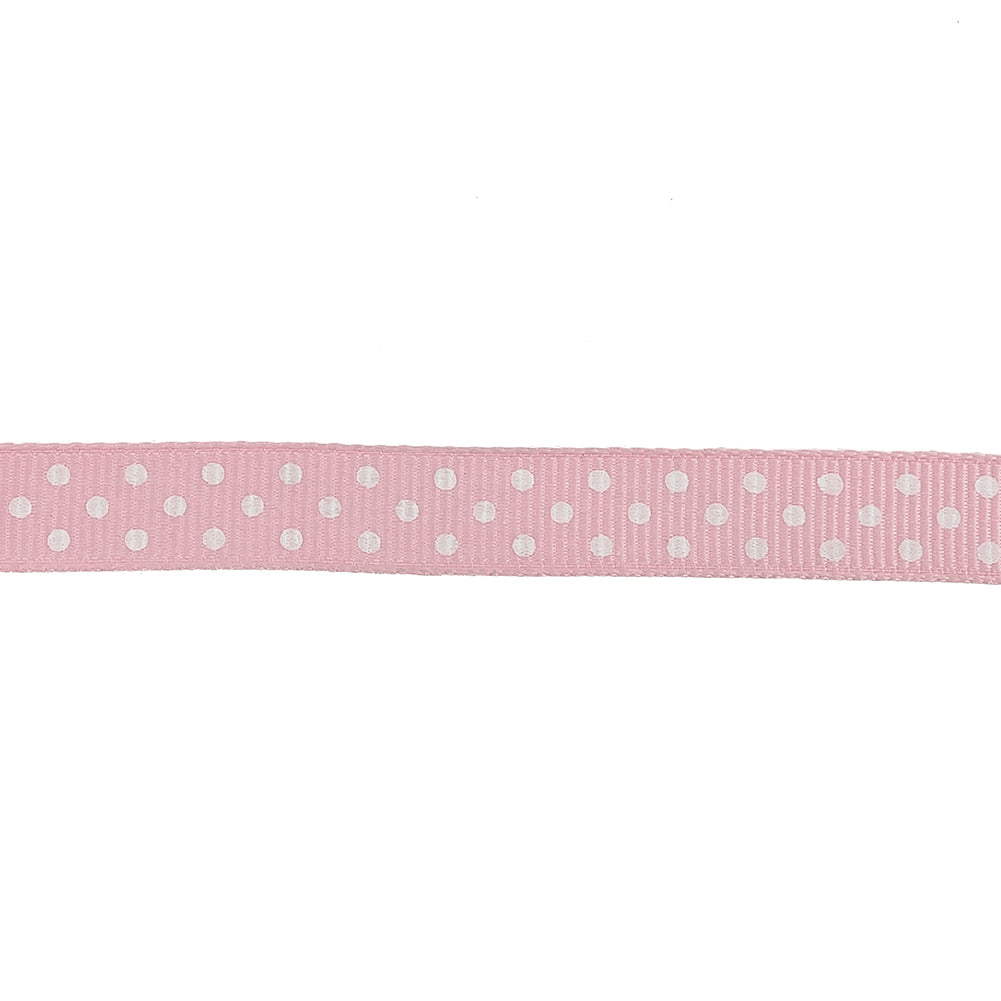 Parfait Pink and White Polka Dots Grosgrain Ribbon - 0.375