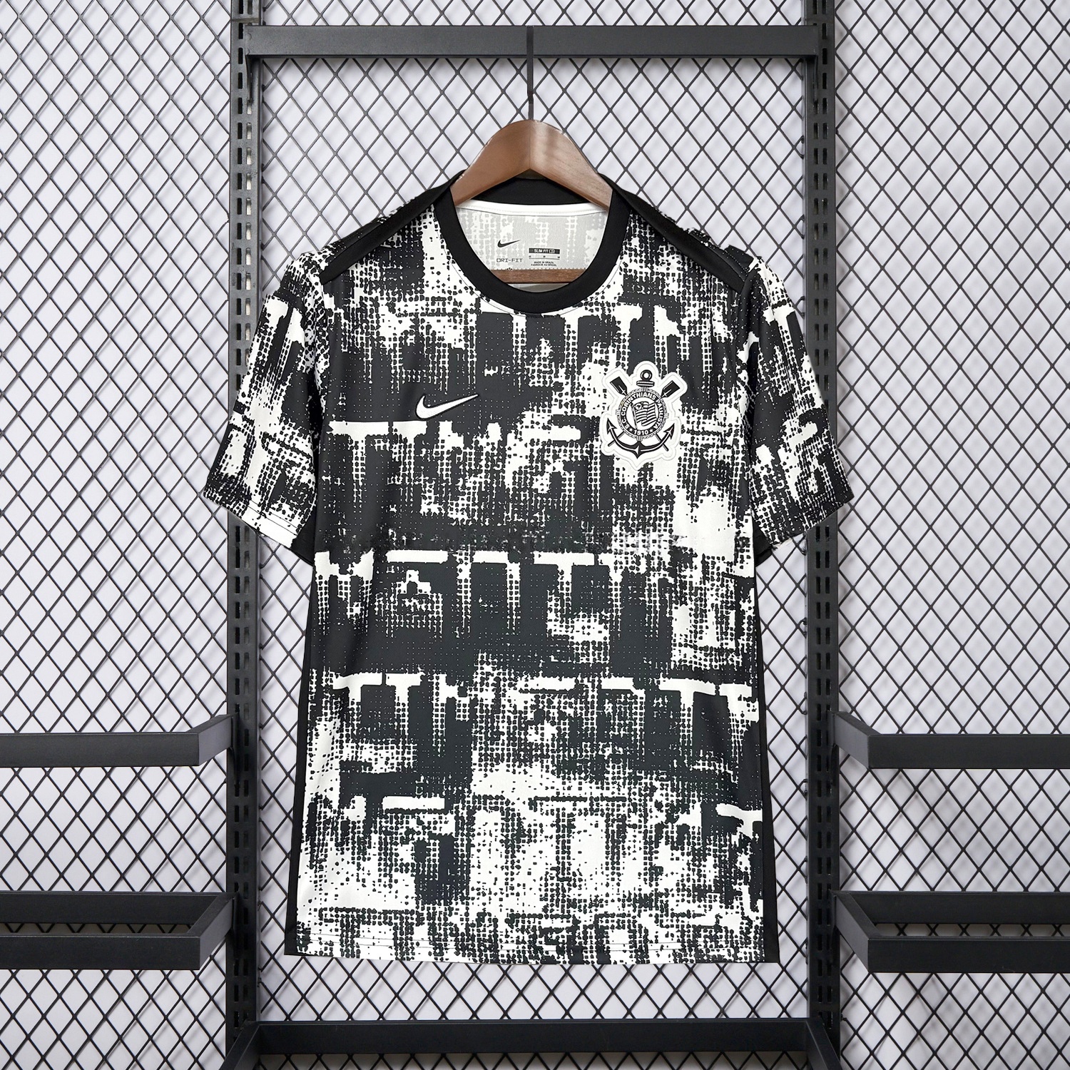 Corinthians 26-27 Black And White Pixels Jersey - Fans Version - UnitedFutballJersey