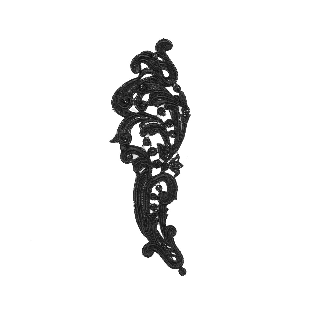 Black Sparkly Paisley Left Side Applique - 11