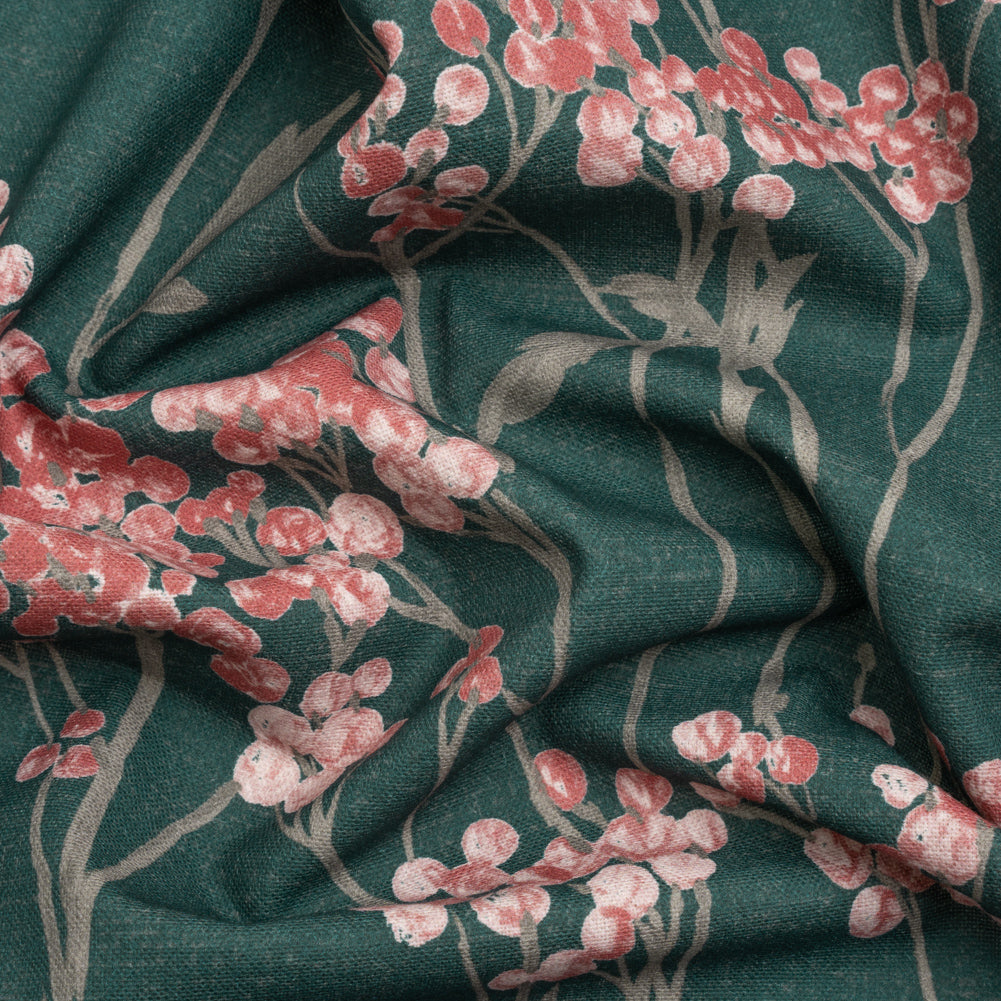 Cotton Canvas Print - Peacock Berry Stems - British Imported - Joann Fabrics