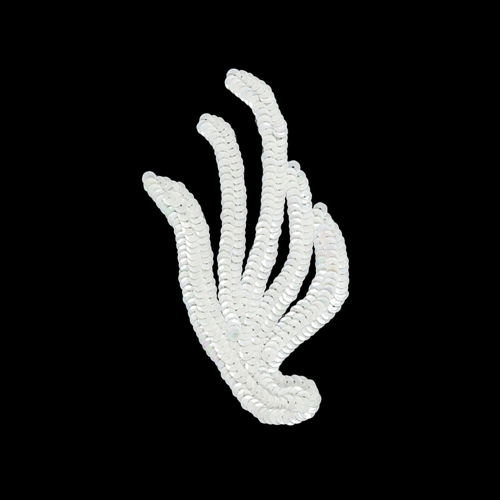Vintage White Sequined Abstract Left Side Applique - 5.25