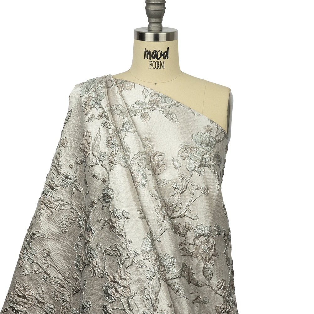 Metallic Palest Pink and Silver Flowering Vines Luxury Brocade - Joann Fabrics