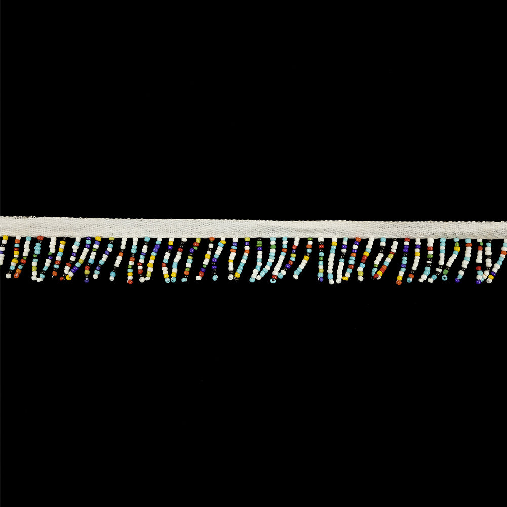 Vintage White and Multicolor Seed Beaded Fringe - 0.75