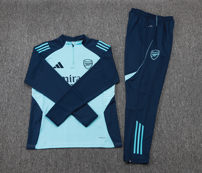 2025/2026 Arsenal Half-Pull Training Suit Light Blue Football Shirt 1:1 Thai Quality Set