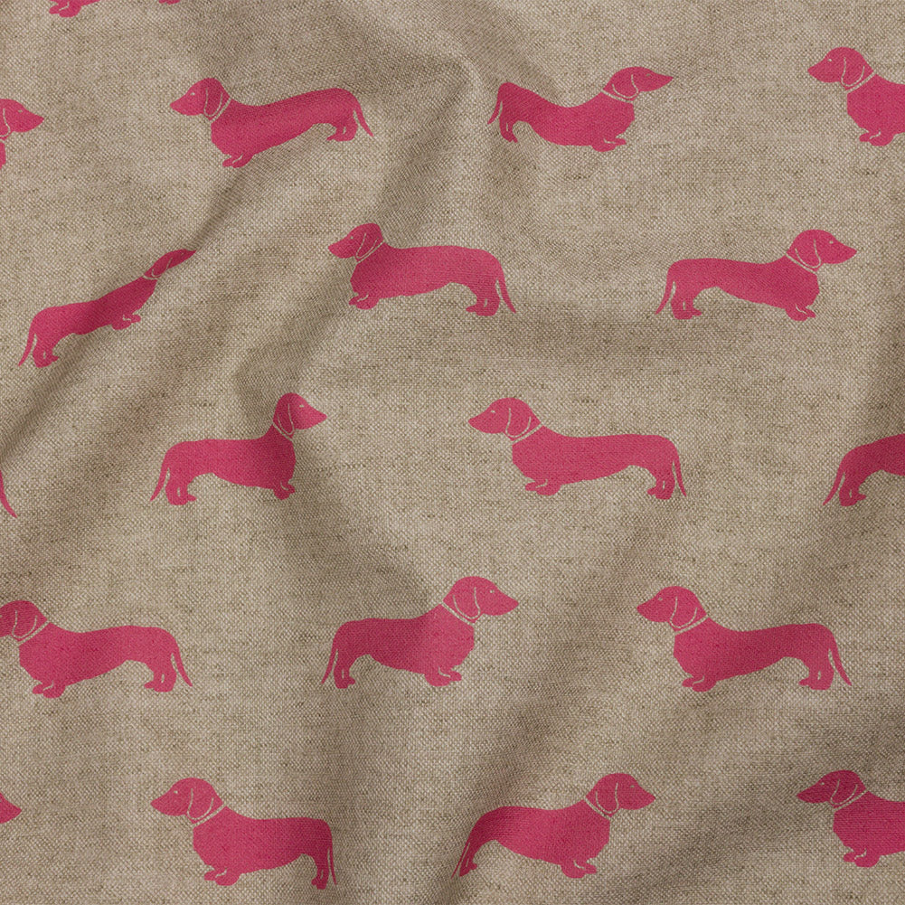 Cotton Canvas Print - Raspberry Dachshunds - British Imported - Joann Fabrics