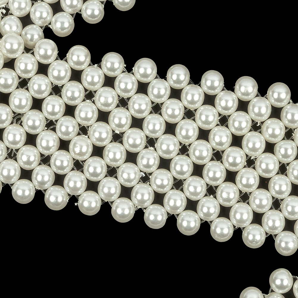Vintage Off White Faux Pearl Beaded Belt with Fringe Ends - 51