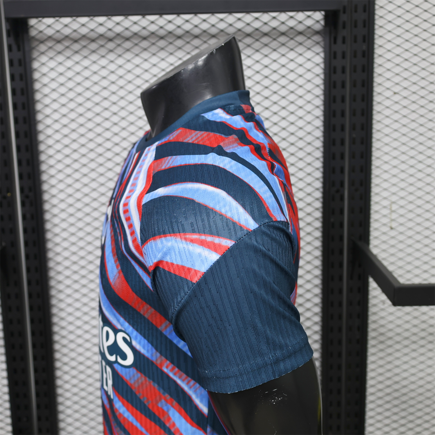 Arsenal 26-27 Red Blue Teal Diagonal Stripes Pre-Match Jersey - Player Version - UnitedFutballJersey