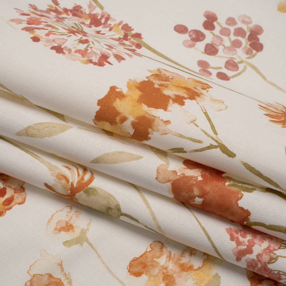 Printed Cotton Canvas - Sienna Watercolor Floral Stems - British Imported - Joann Fabrics