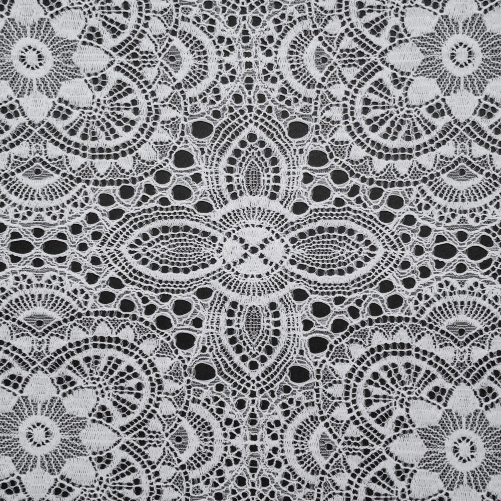 Cotton and Nylon Crochet Lace with Scalloped Border - White Boho Flowers - Joann Fabrics
