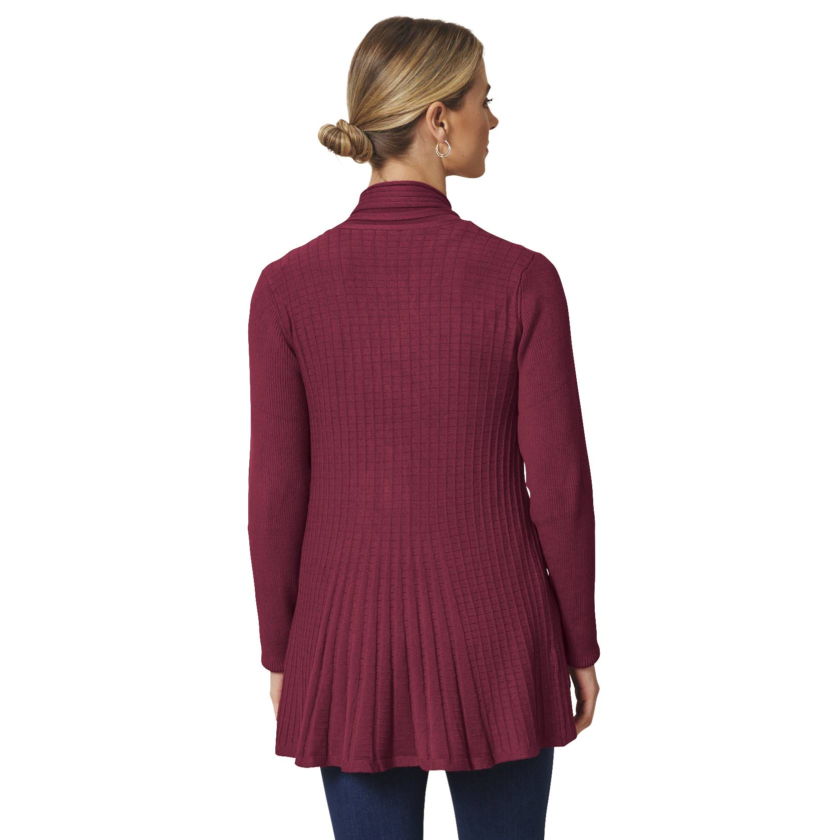 Open Front Flyaway Cardigan, Mixed-Stitch, Flattering Flared Fit - Northstyle Catalog