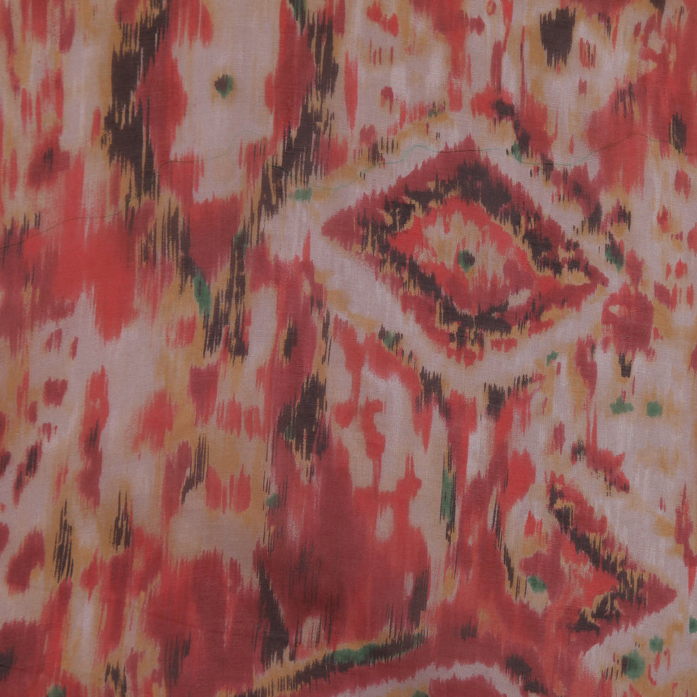 Oscar de la Renta Deep Coral Ikat Silk Organza - Joann Fabrics