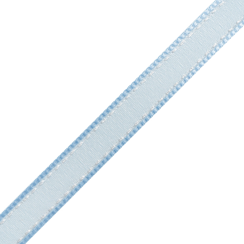 Sheer Ribbon with White Stitched Border - 0.5