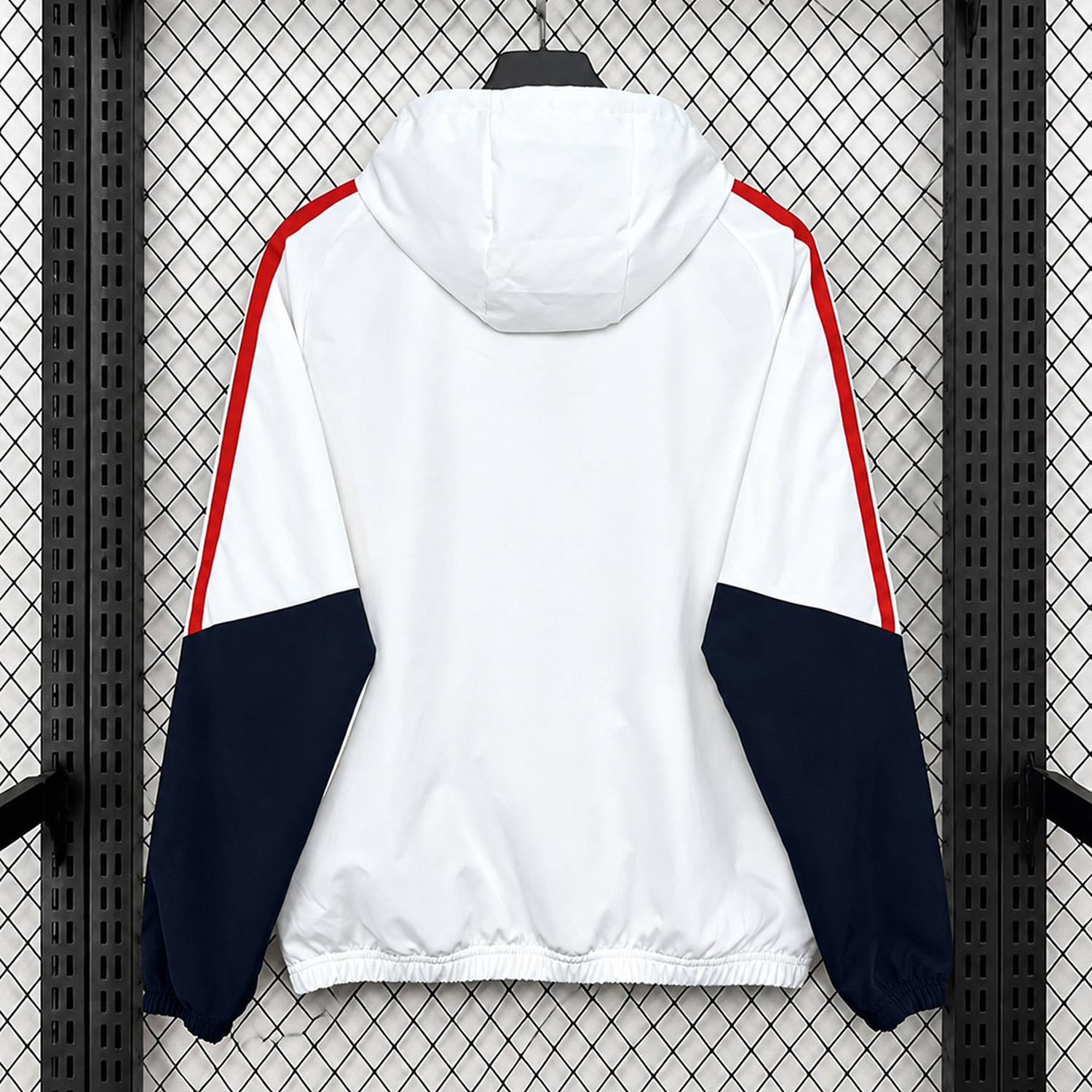 Bayern Munich 26-27 Teamline White Navy Blue Hooded Windbreaker Jacket - UnitedFutballJersey