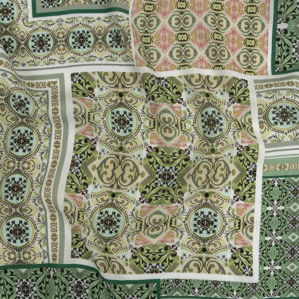 Gauzy Wrinkled Rayon Woven Print - Soft Green Ornate Patchwork - Mood Exclusive Arabesco - Joann Fabrics