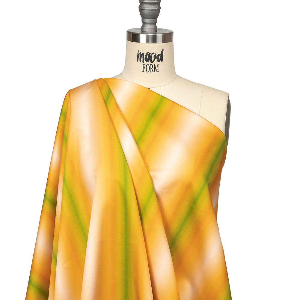 Stretch Cotton Sateen - Green and Yellow Gradient Stripes - Marmalade Parade Print - Mood Exclusive Citrus Collection - Joann Fabrics