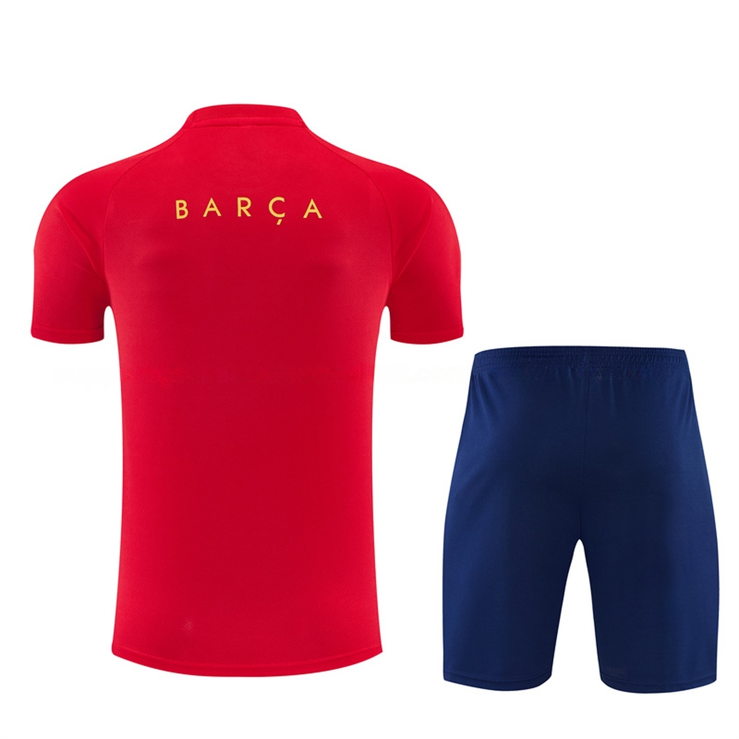 Barcelona 26-27 Kids Short-Sleeve Training Set - Red Top & Deep Blue Shorts - UnitedFutballJersey