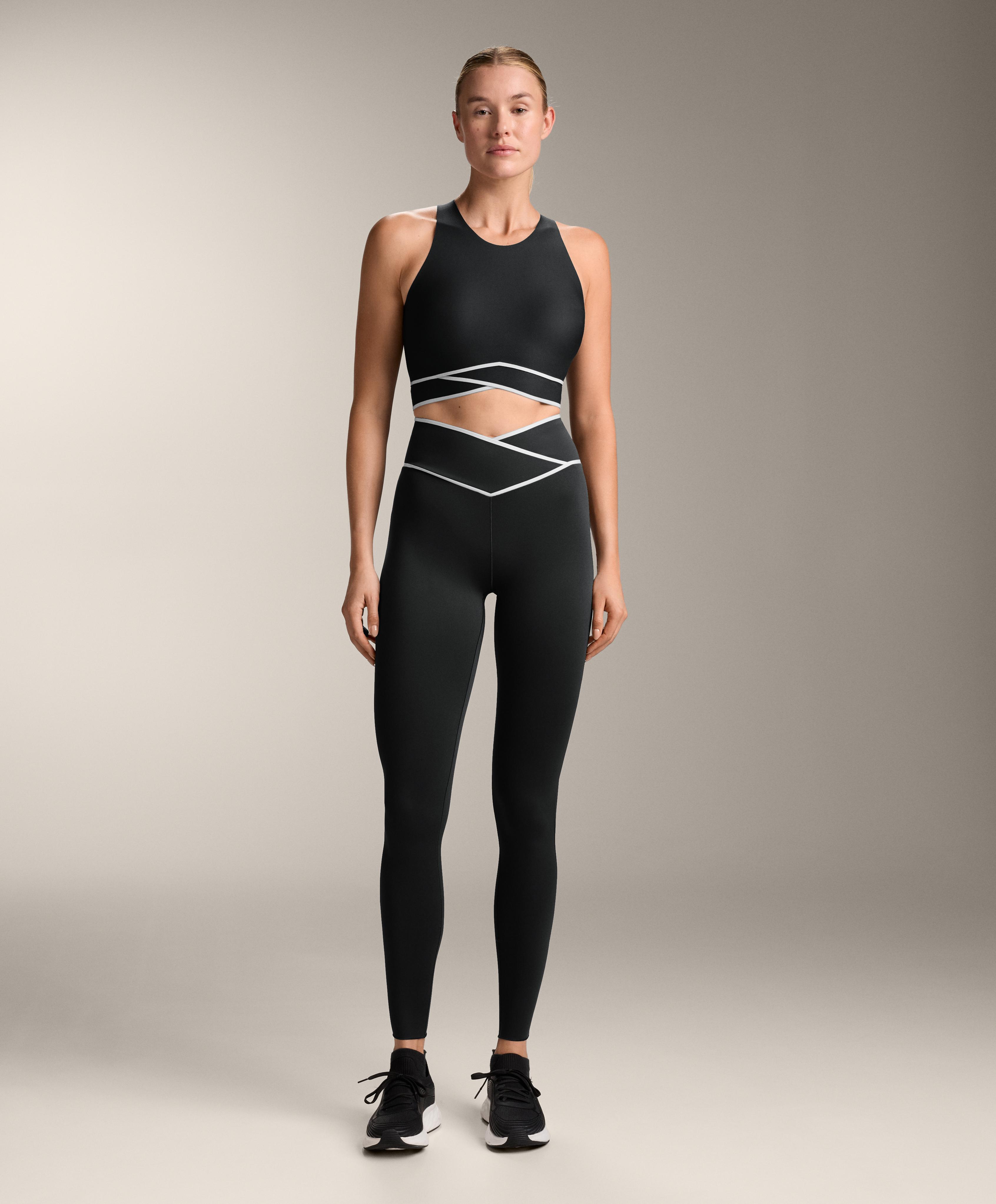 Perfect-adapt ankle-length leggings with crossover V-cut waist