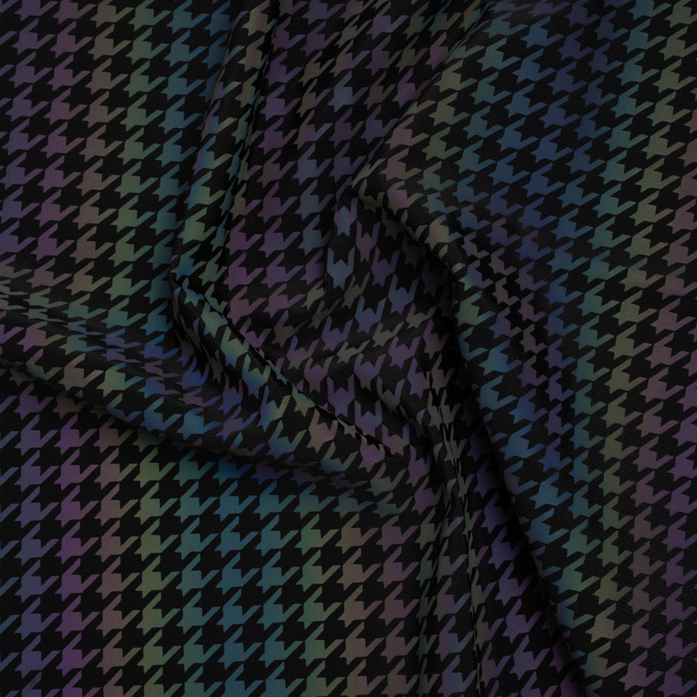Reflective Print Spandex Knit with 4-Way Stretch - Rainbow and Black Houndstooth - Joann Fabrics