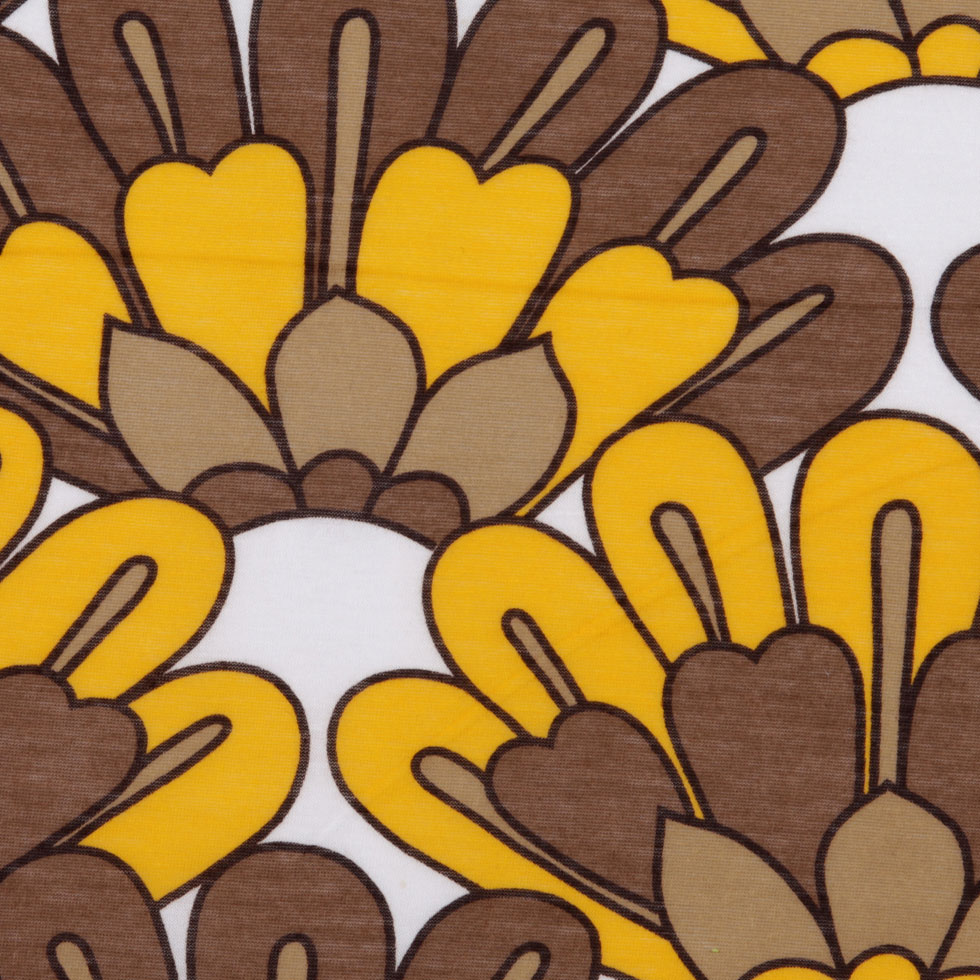 Marigold and Brown Retro Floral Poly Print - Joann Fabrics