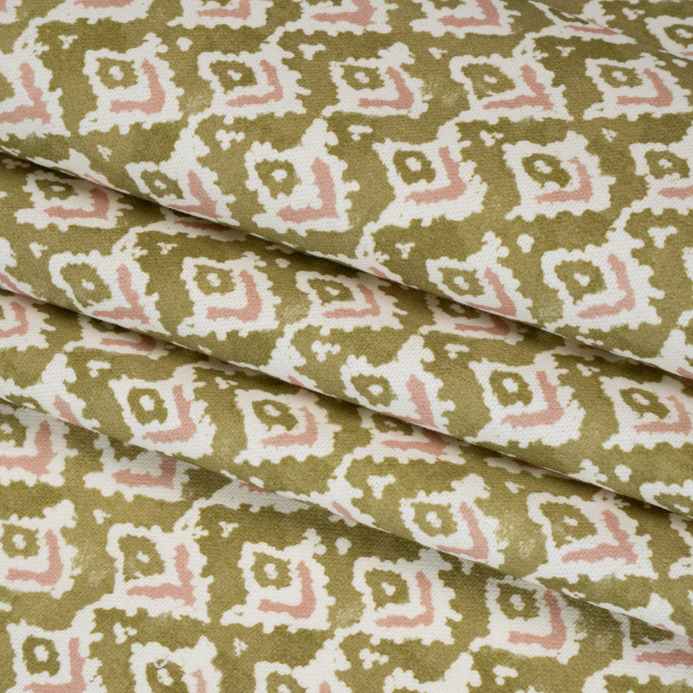 Cotton and Linen Canvas Print - Olive Rows of Diamonds - British Imported - Joann Fabrics