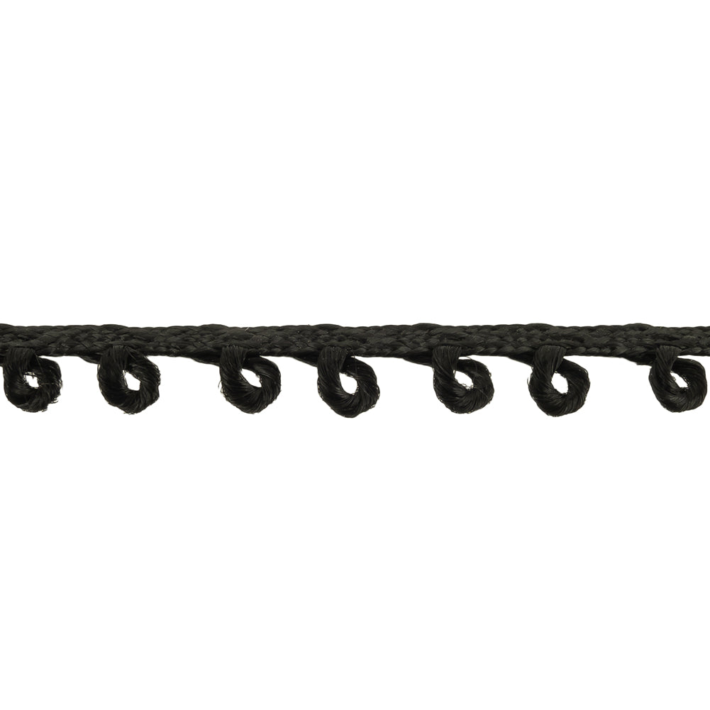 Permanent Black Picot Edged Cotton Blend Braided Trim - 0.1875