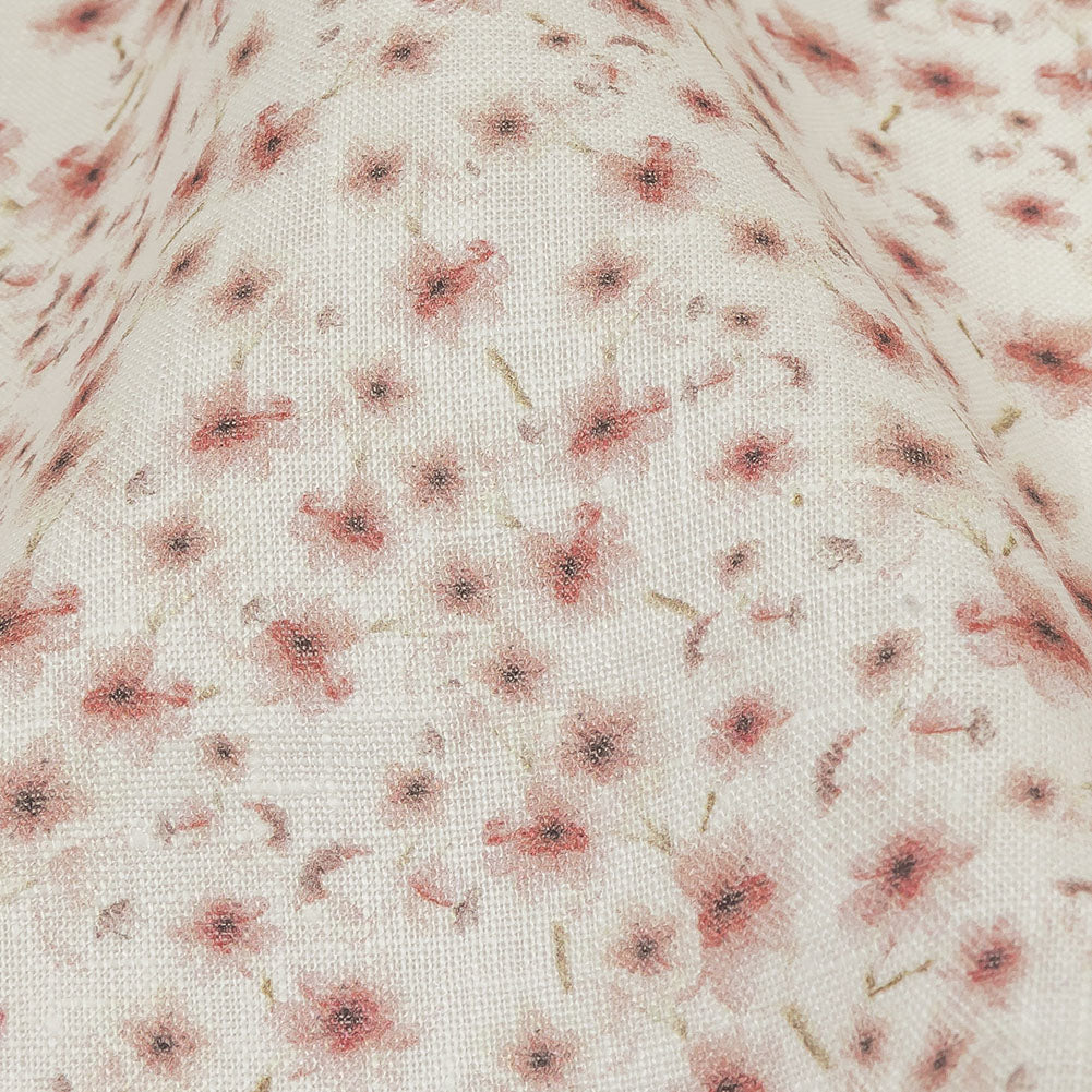 Pink and White Fluttering Flowers Medium Weight Linen Woven - Joann Fabrics
